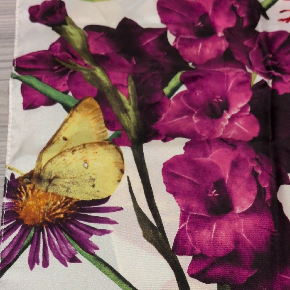 Echo Silk Vibrant Yellow and Green Floral Scarf - Picture 5 of 5